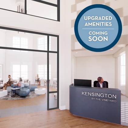 Residents inside the leasing office at Kensington by the Vineyard with upcoming upgraded amenities.